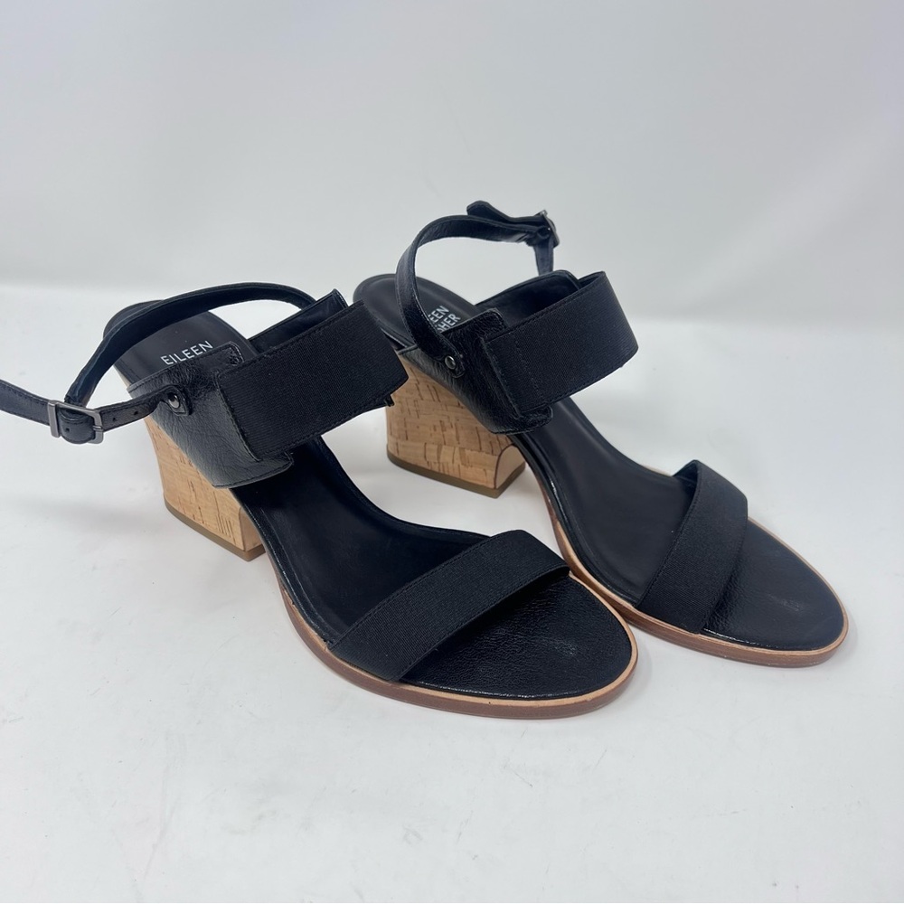 Eileen Fisher Cork Wedge Heel Sandals Leather Size 10